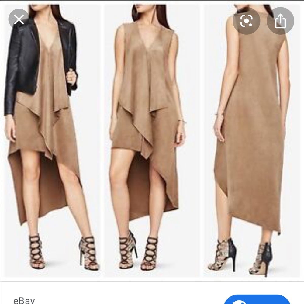 NWT BCBG Trar faux shade ruffle cascade dress